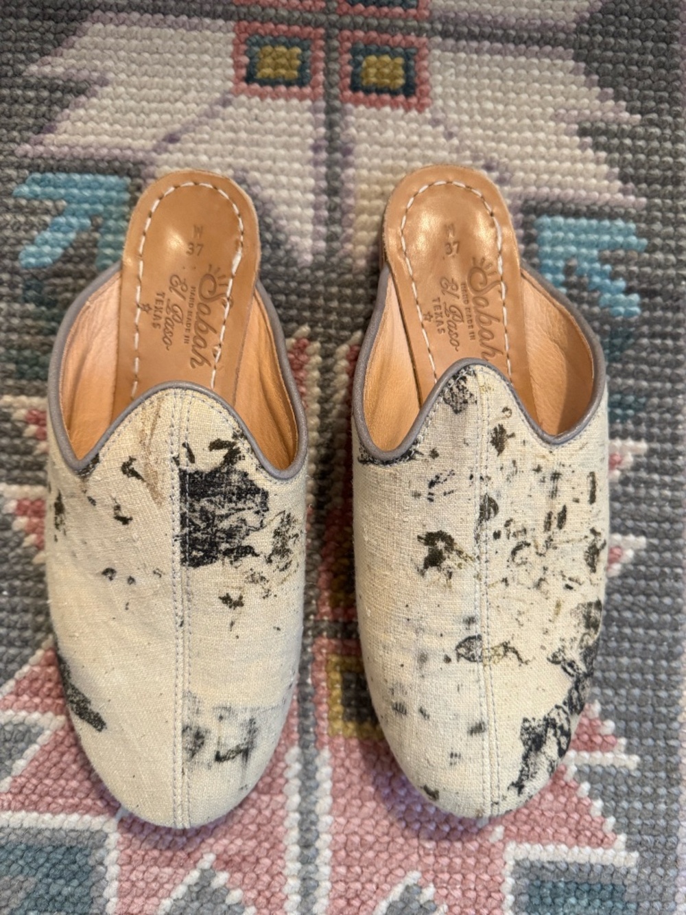 Sabah Canvas Printed Mules Size 38